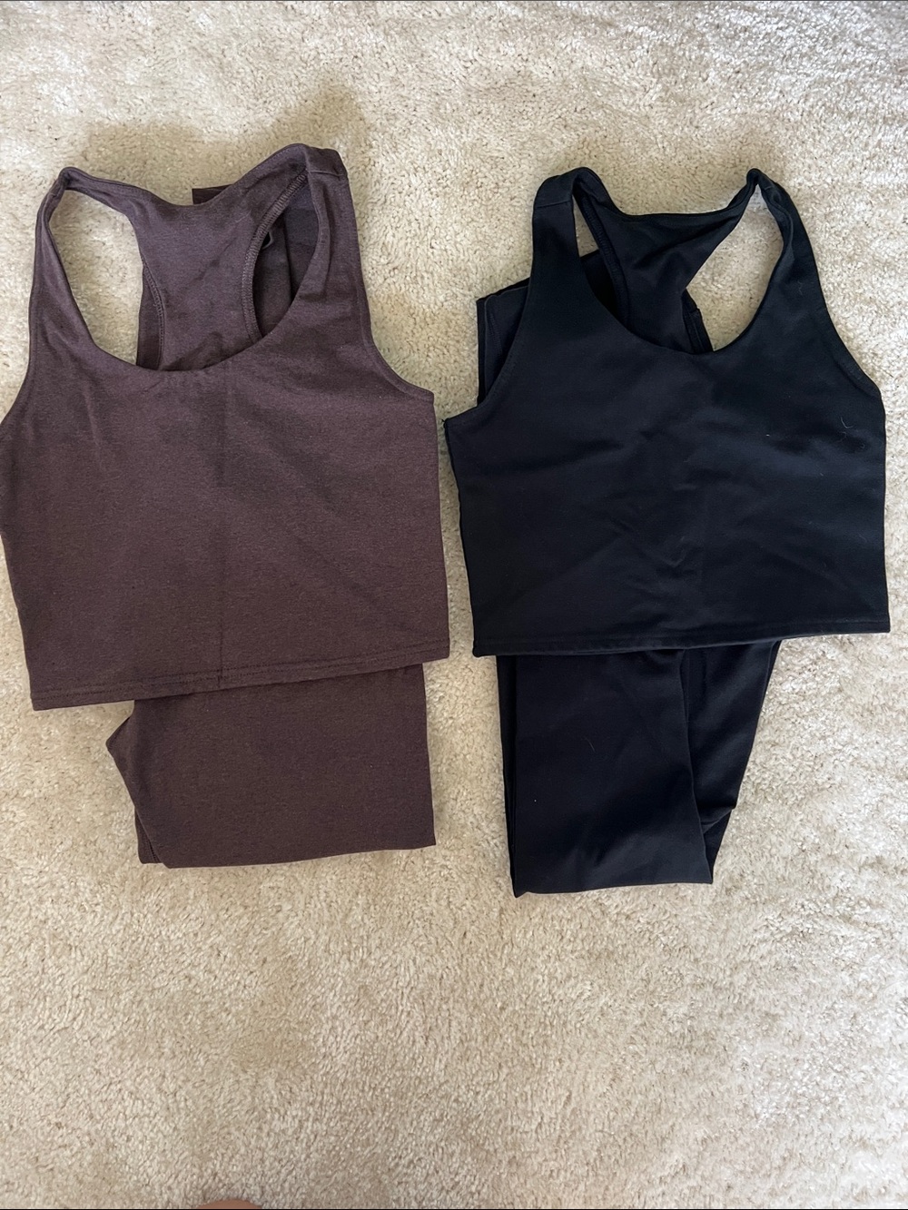 Pact tank and leggings sets black brown xs 4pc organic cotton
